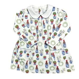 NEW HEYWARD HOUSE girl's twirling pocket dress in holiday topiaries